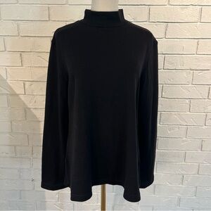 Bryn Walker 100% Wool Black Mock Neck A-line Sweater Women’s M